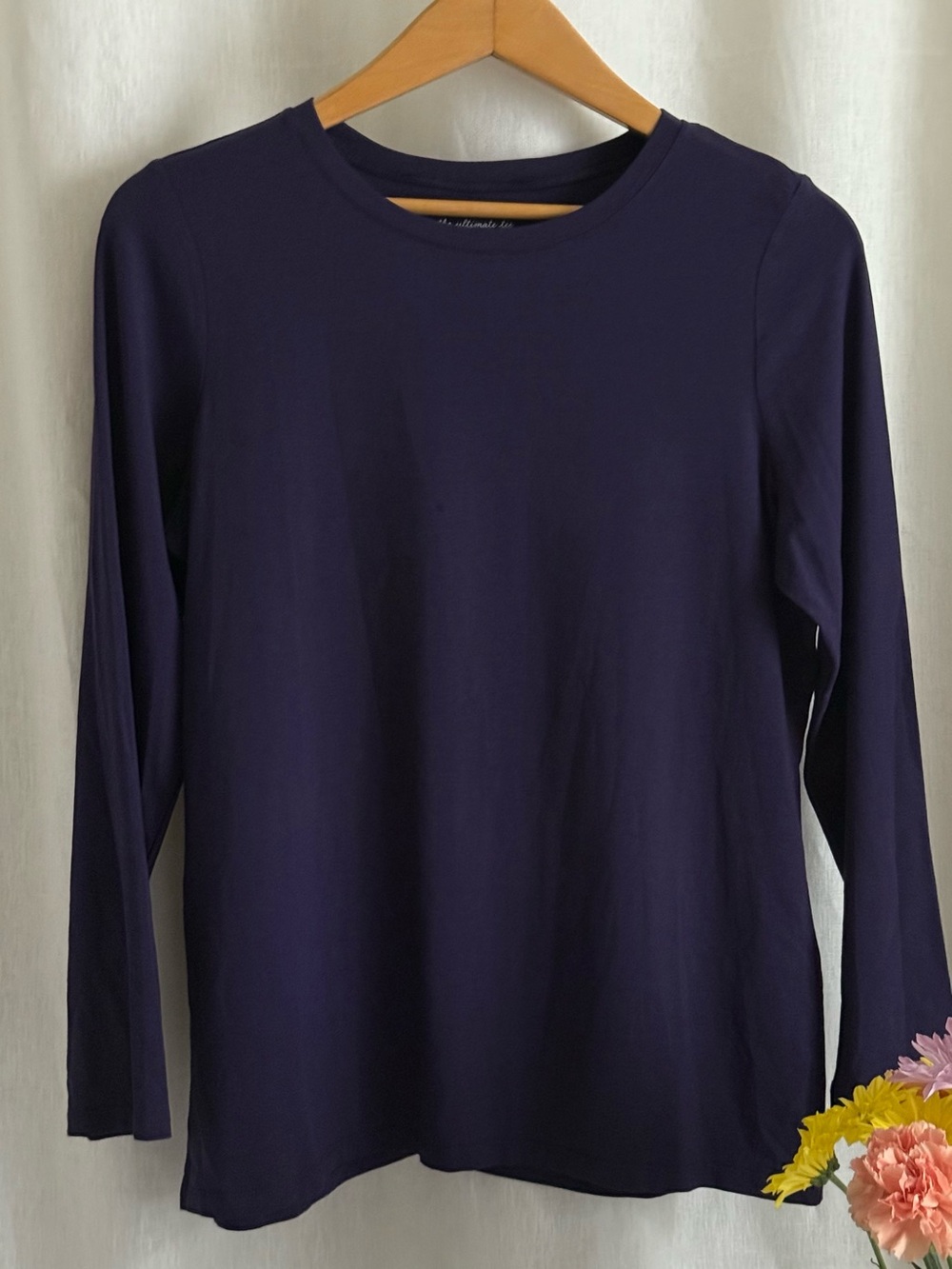 NWT Chico’s Touch of Cool Tee 2 Large L Deep Purple Pima Cotton Long Sleeve